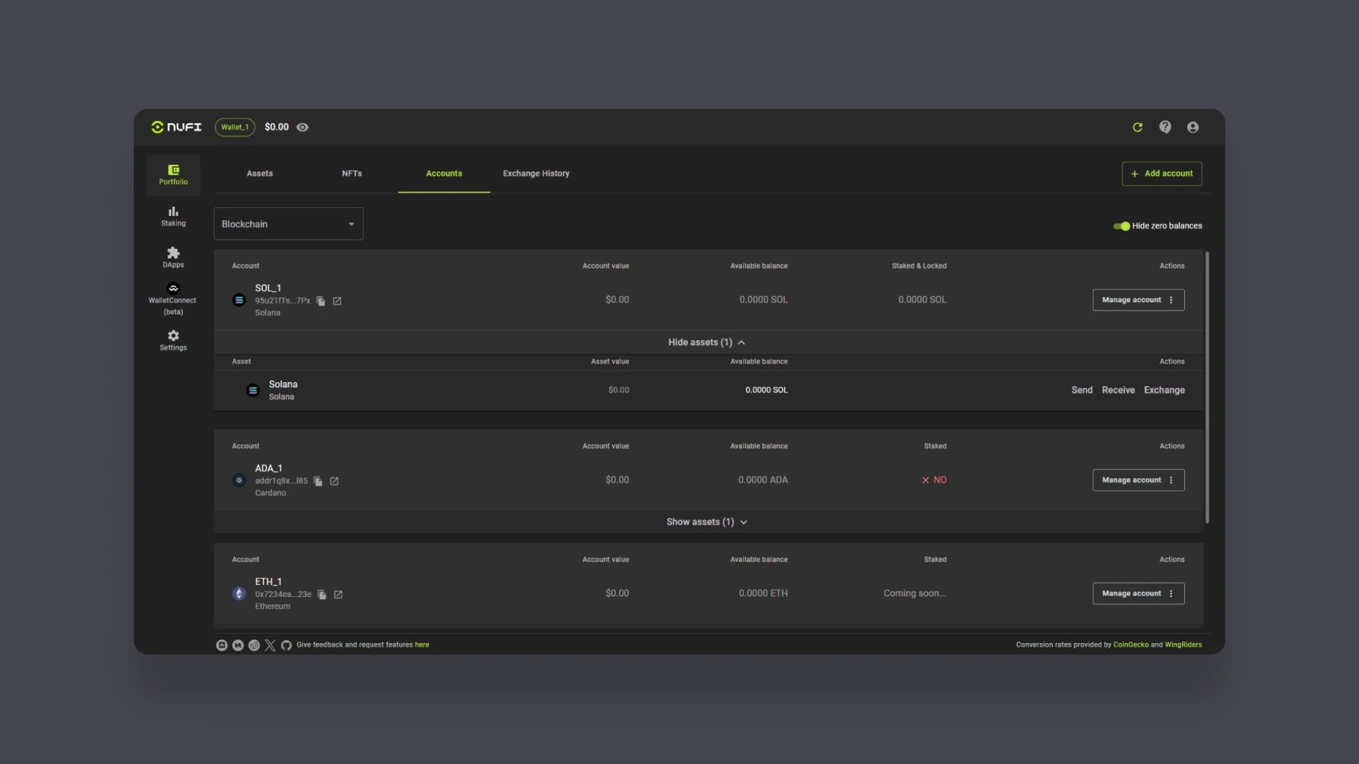 Mobile Wallet Interface - Security & Settings