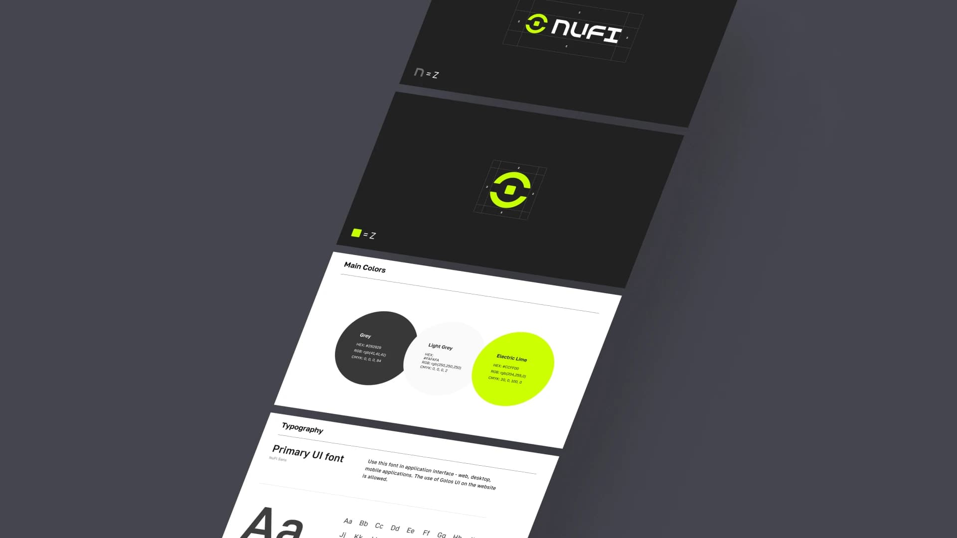 NuFi Branding Systems, Typography and Color Palette